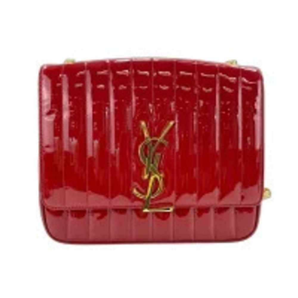 Saint Laurent Yves Vicky Shoulder Bag Enamel Red